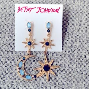 Betsy Johnson-  Moon & Star Mismatch Earrings